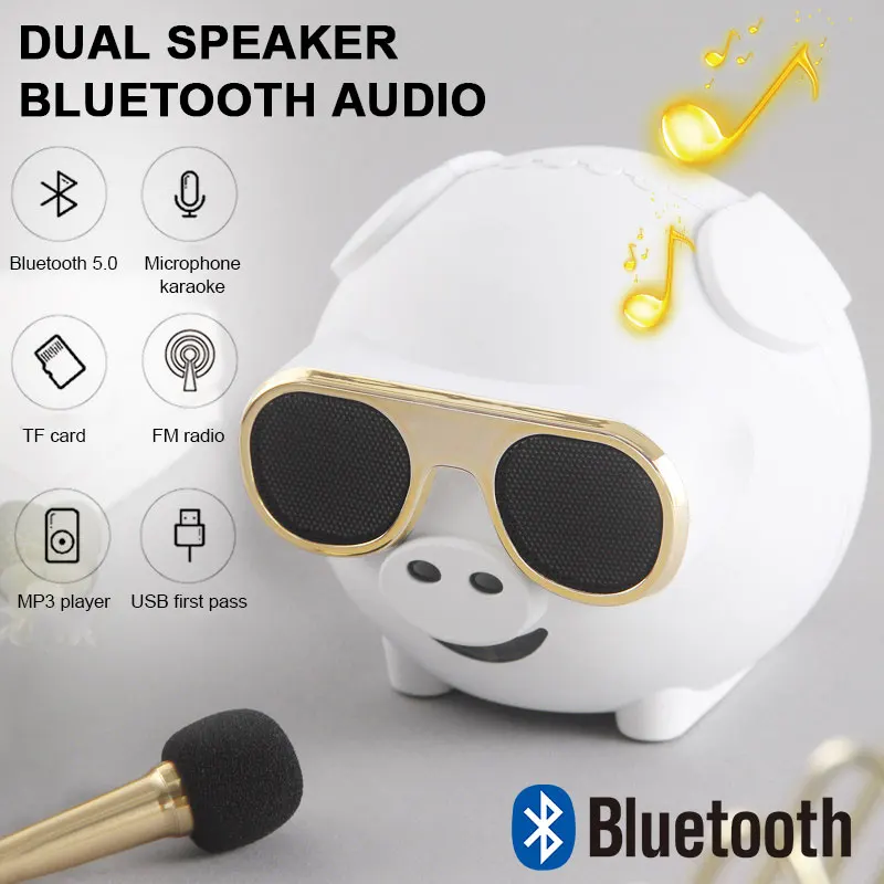 Беспроводная Bluetooth Колонка M60 в форме свиньи с микрофоном портативная звуковая
