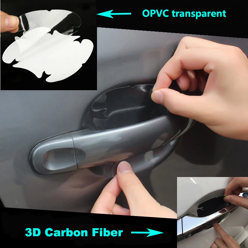 Прозрачная/карбоновая Автомобильная дверная пленка, 5 шт., ручка, виниловая Защитная Автомобильная наклейка, пленка, универсальные автомобильные аксессуары, царапины