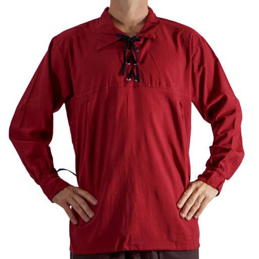 Мужской костюм в средневековом стиле для косплея однотонные пиратские топы