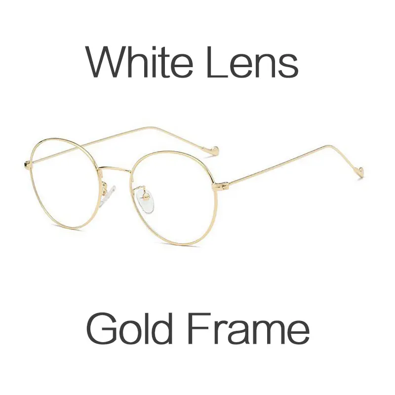 White Lens HUHAITANG Round Nearsight Glasses Women Luxury Brand Anti Blue Light Computer Eye Glasses Frames For Men Clear Myopia Eyeglasses - Цвет оправы: White Lens