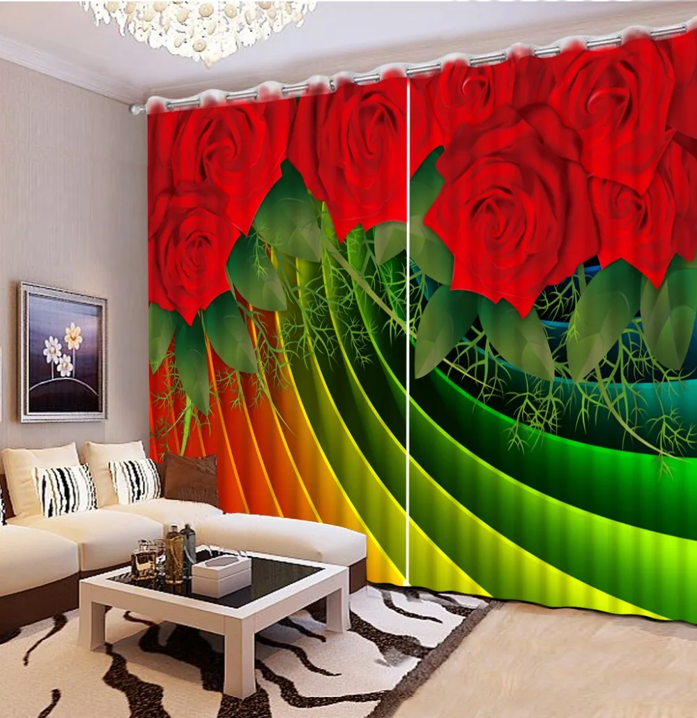 

Blackout Sheer Curtains Rose Decor Polyester/cotton For Living Room Romantic Wedding Room Bedroom Sheer Drapes