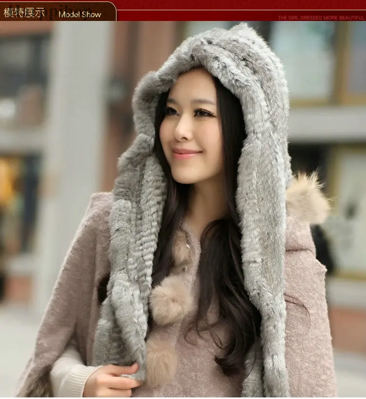 Новинка 2020 Весенняя меховая шапка женская теплая с капюшоном и шарфом из