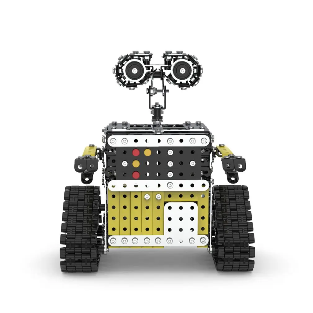 DIY Stainless Steel Remote Control Robot Sliding Block Building Assembled Robot Toy Stand Still for Kids Children
