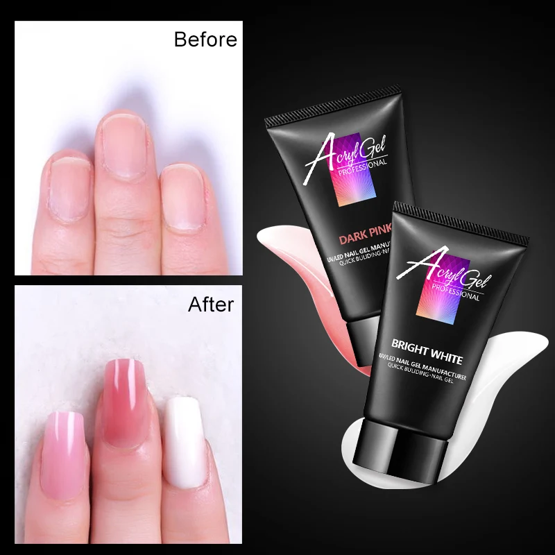 Акриловый удлиняющий гель Modelones розовый белый металл с прозрачными кристаллами