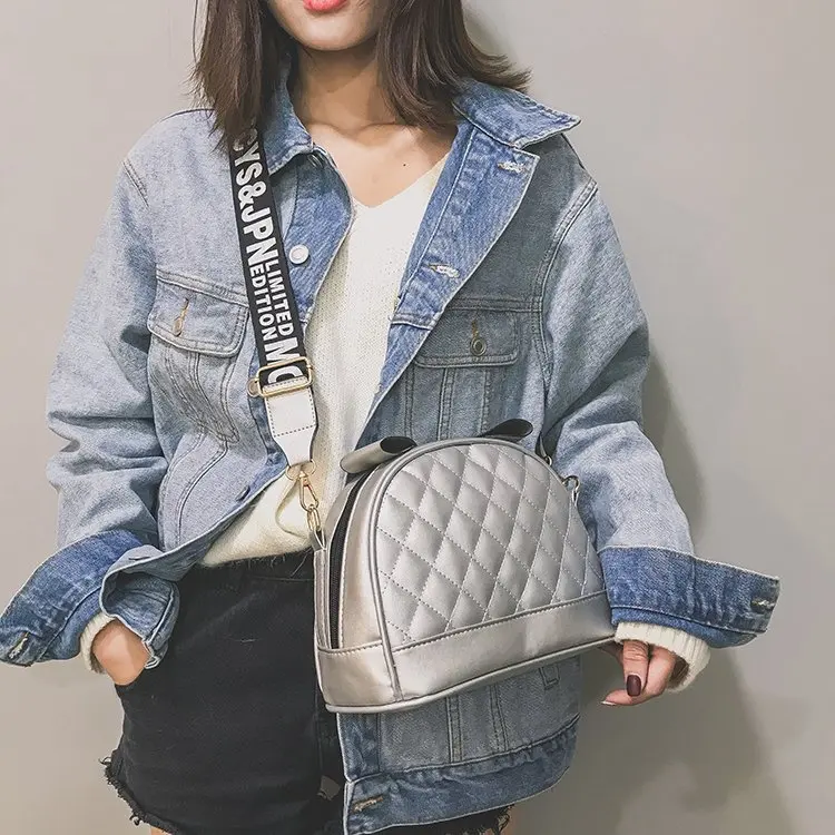 summer hot sale diamond lattice zipper bow design crossbody bags for womenfemale PU leather fashion meaaenger handbag