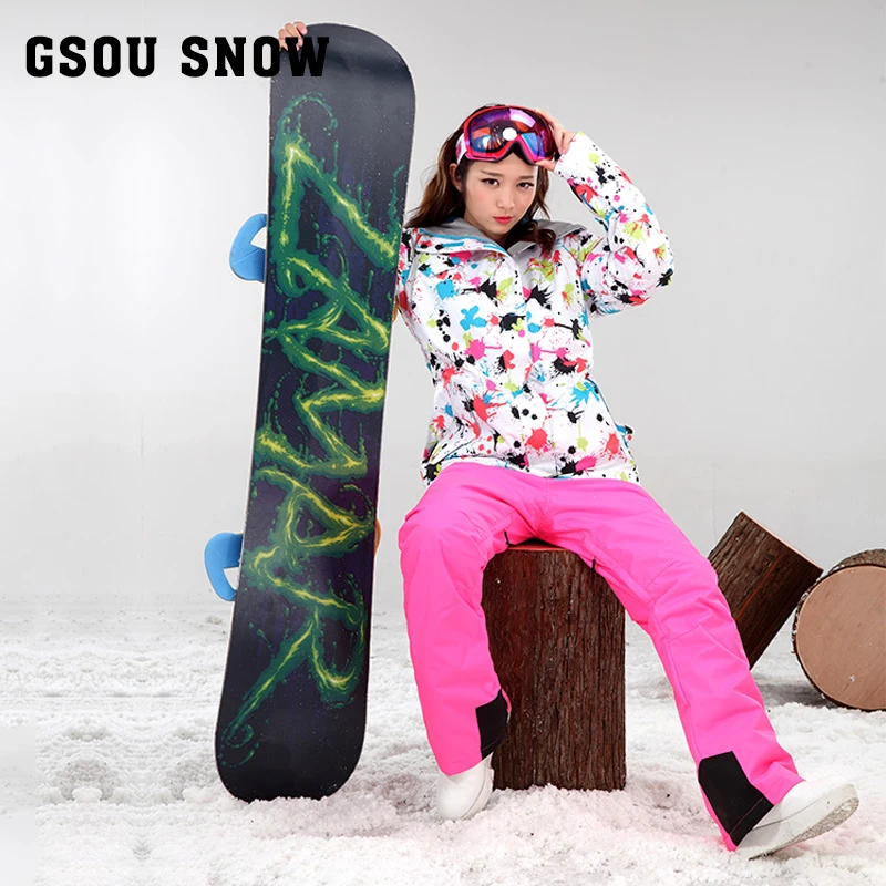 Женский однобортный лыжный костюм Snow Gsou ветрозащитное водонепроницаемое зимнее