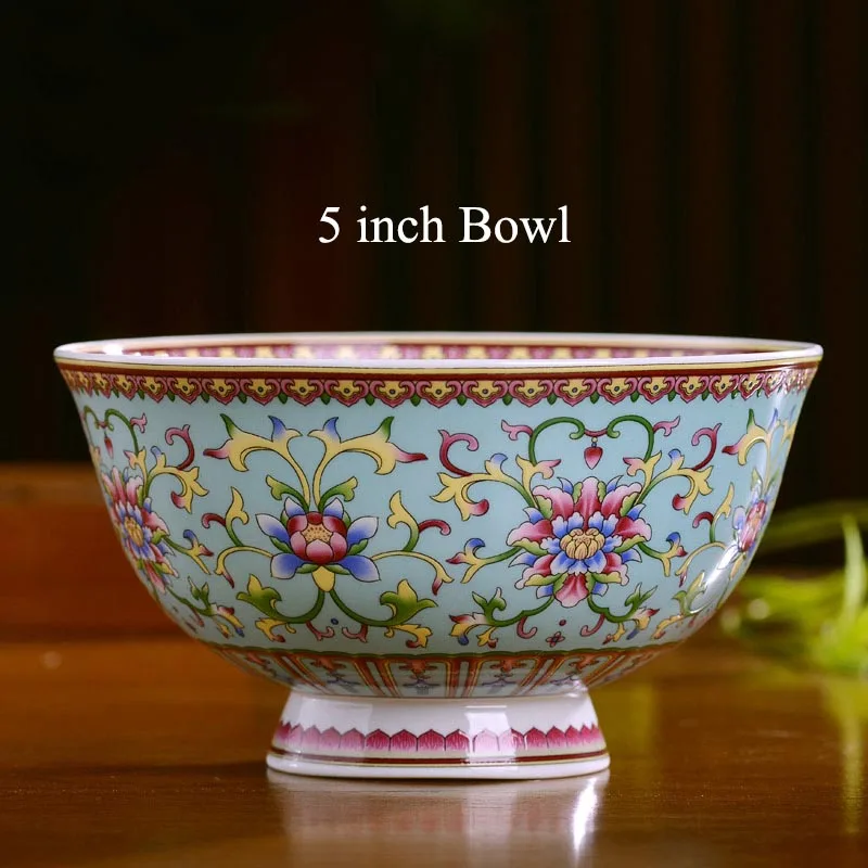 H(5 inch) 4,5/5/6 Цзиндэчжэнь Керамика пастель набор посуды, цвета слоновой кости миски классический китайский миски под рис, пиалы для лапши рамен домашнего декора подарки благоприятный - Цвет: H(5 inch)
