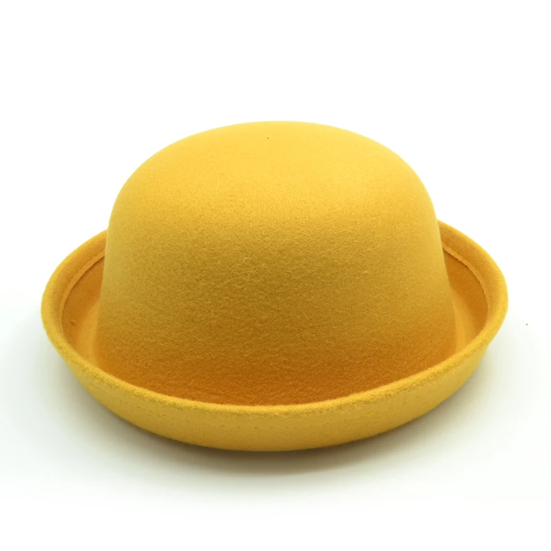 Модная популярная женская шляпа Fedora винтажная Дамская милая детская трендовая шерстяная фетровая шляпа Боулер Дерби гибкие шляпы для девочек и мальчиков