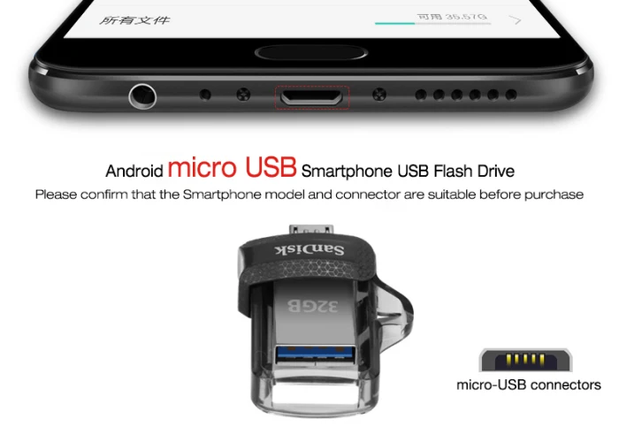 SanDisk флеш-накопитель USB OTG 32 Гб 16 Гб USB 3,0, два мини-накопителя 128 Гб 64 ГБ, флеш-накопители для ПК и смартфонов на базе Android