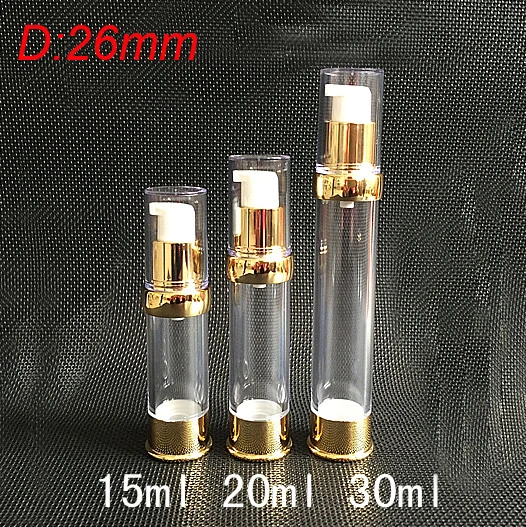 15ml clean airless bottle with UV gold pump and bottom  lid , 0.5 ounce lotion bottle Cosmetic  Refillable Bottles