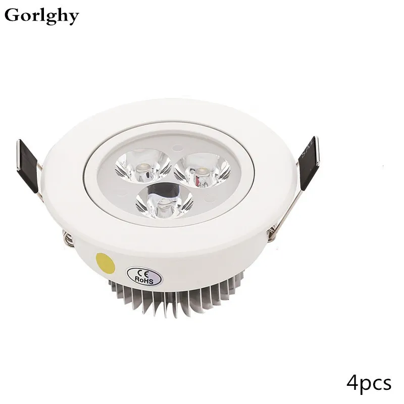 

4pcs/lot 3W LED Ceiling Light Downlight Warm Cool White Color Spotlight Lamp Recessed Lighting Fixture with LED Driver for Home
