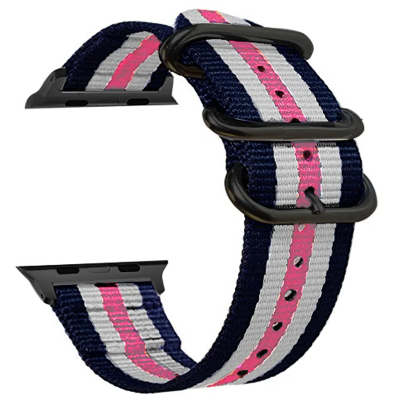 blue pink white Ремешок Nato для apple watch 4, 5, ремешок 44 мм, 40 мм, ремешок correa iwatch 42 мм, 38 мм, нейлоновый браслет, ремешок для apple watch 4, 3, 2, 1 - Цвет ремешка: blue pink white