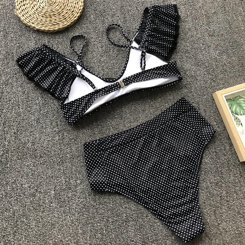 2019 сексуальный бандажный комплект бикини с пуш ап купальник в горошек оборками