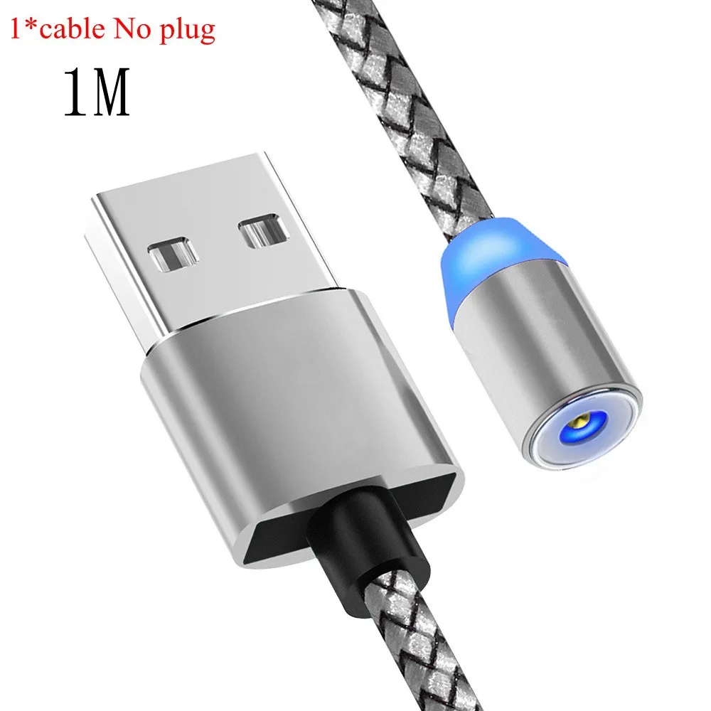 1m silver cable Магнитный зарядный кабель USB для huawei Y9 Y6 Y5 Prime P20 P10 mate 10 Lite Honor 10 9 Lite 7C 7A Pro 8X8 S P Smart - Цвет: 1m silver cable