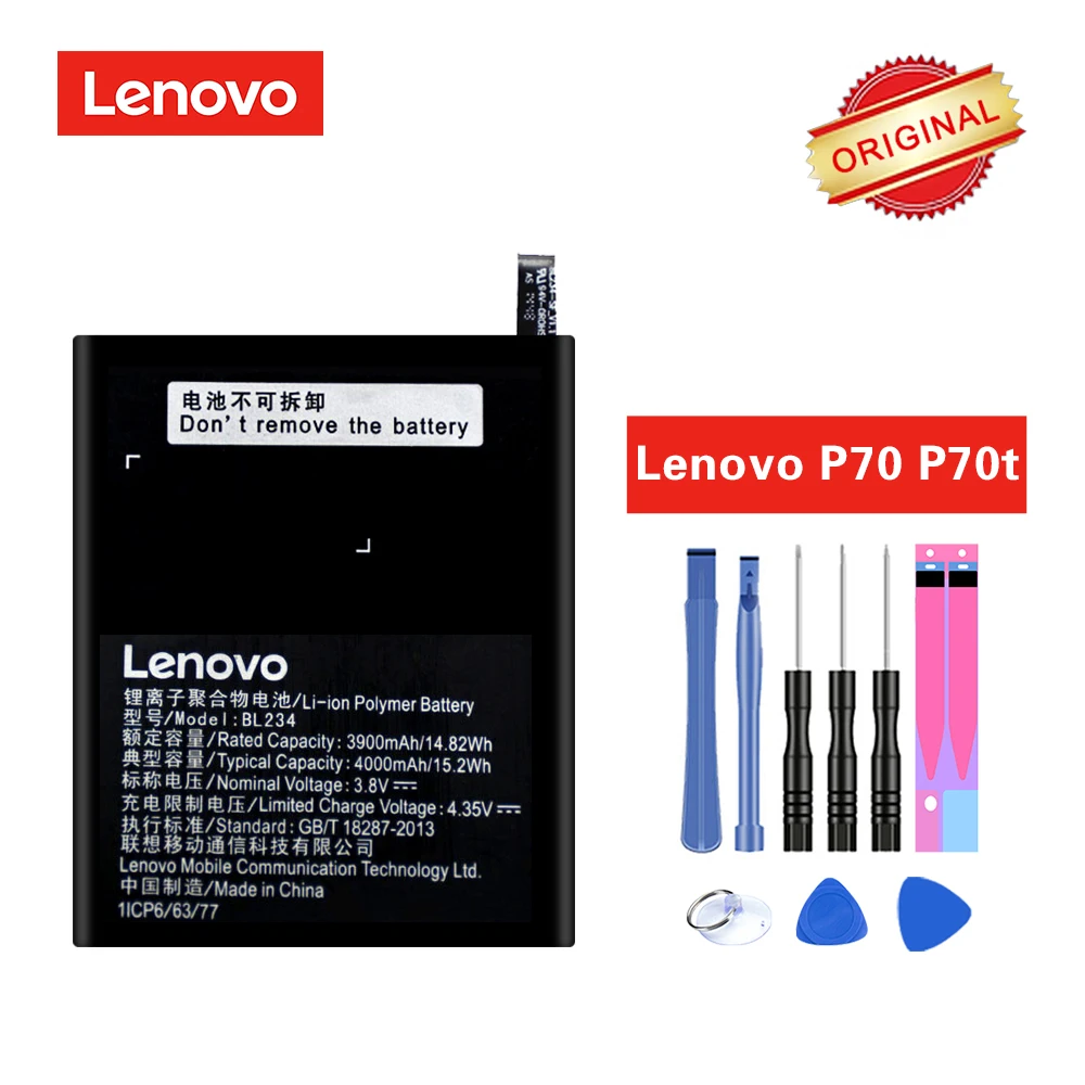 Original Battery BL234 For Lenovo A5000 Vibe P1M P1MA40 P70 P70t P70-T P70A P70-A 3900/4000mAh akku Li-ion+ Repair Tools | Мобильные