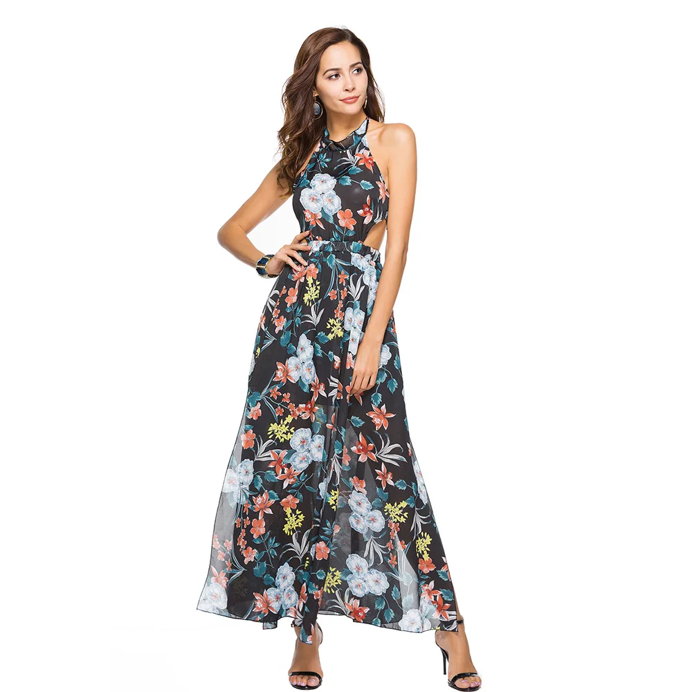 Модные Vestidos 2019 летние женские сексуальные Холтер без рукавов пляжные платья