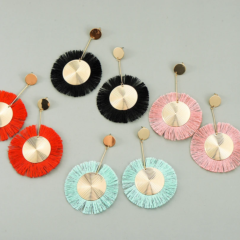 2018 новые Винтаж круглый бахрома серьги для Женское вечернее платье Этнические