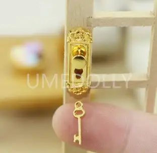 style 2 2 набора 1/12 масштаб ретро кукольный домик Миниатюрный дверной замок и ключевая кукла дом Фея дверь мебель DIY аксессуары - Цвет: style 2