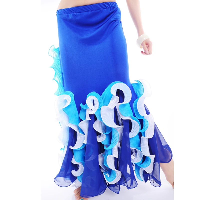 Женская юбка для танца живота разноцветная волнистая юбка-годе с разрезом 5