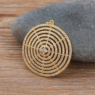 Pendant-Gold Новое поступление модные роскошные Медь CZ Кристальные, круглой формы кулон ожерелье, с фабрики, опт Шарм Для женщин Мужская цепочка Ожерелье - Окраска металла: Pendant-Gold