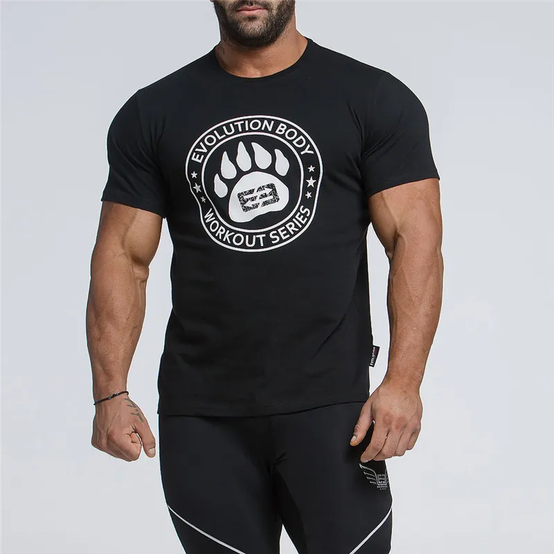 black Модная мужская Спортивная футболка от модного бренда FashiCasual, Спортивная Мужская футболка для фитнеса, Мужская модная футболка с круглым вырезом для бега, бодибилдинга - Цвет: black