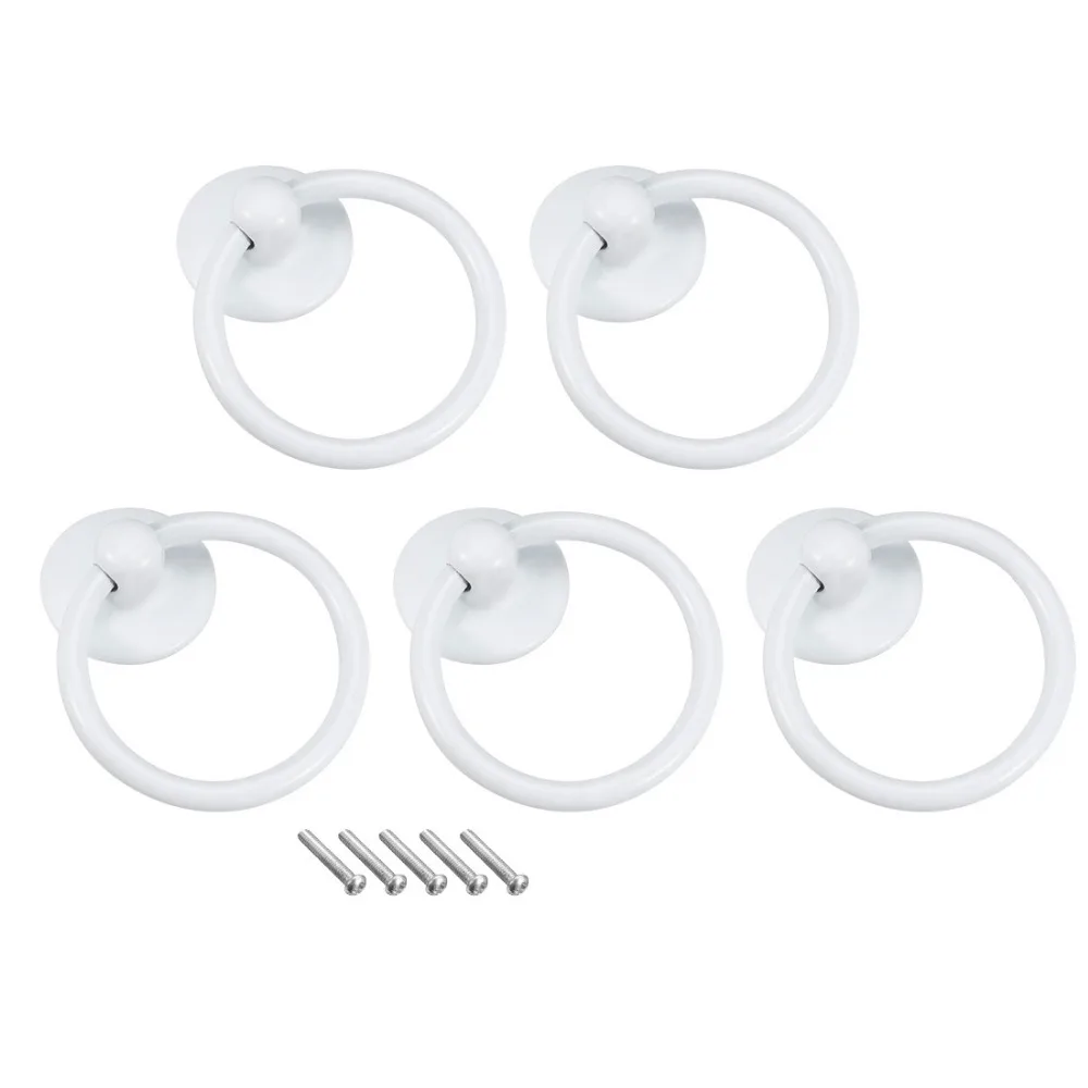 

Uxcell Hot High Quality 5 PCS 52mmx43mm Iron Spray-Paint Home Furniture Cupboard Drawer Box Case Ring Pull Handle Black White