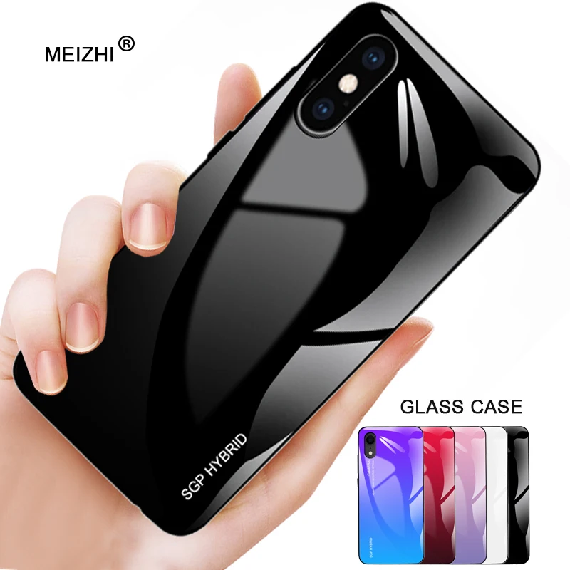 Чехол из закаленного стекла для iPhone 7 8 X 6 6S Plus 5 с градиентной окраской Blue Ray Aurora