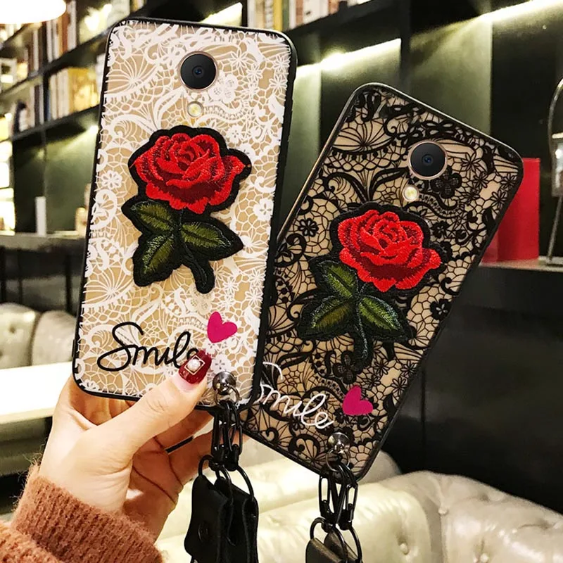 3D Rose Flower Phone Case on Meizu U10 U20 M6 Note MX6 M3E M5S M3S M5 M3 Mini Girl Lace note Back Cover Coque |
