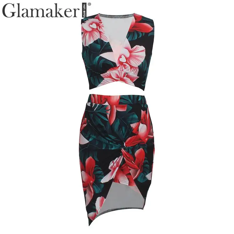 Glamaker, сексуальное женское платье с v-образным вырезом размера плюс, весна-лето, костюм из двух частей, элегантное платье миди, вечерние платья без рукавов для клуба, vestidos