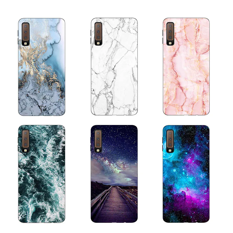 Чехол из ТПУ для Samsung A7 2018 матовый силиконовый чехол с принтом Galaxy A 7 A750 A750F