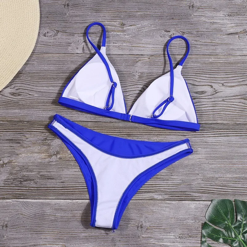 Sexy High Cut Bikinis Set Women Solid Brazilian Halter Top Swimsuit Backless Swimwear Summer Female Bathing Suit Beach Wear |