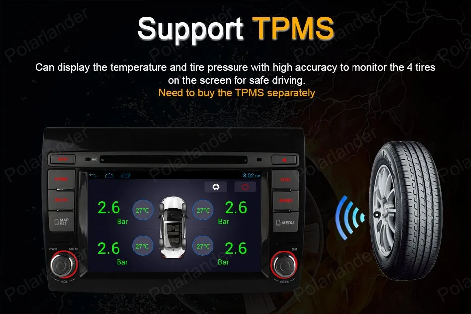 

Android4.4 Car DVD 16G ROM Support BT 3G WiFi GPS DTV DAB+ TPMS For F/iat B/ravo 2007-2012 FM AM Quad Core radio