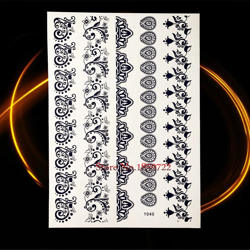 Временная черная Татуировка хны 25 стилей съемная водонепроницаемая слона Ganesha