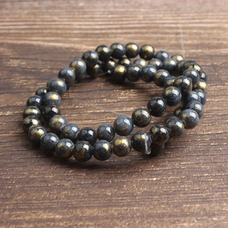 gold colored stone LanLi, модные натуральные ювелирные изделия, Черное золото, цветной камень, свободные бусины, сделай сам, женский браслет, ожерелье, серьги-гвоздики, аксессуары - Цвет: gold colored stone