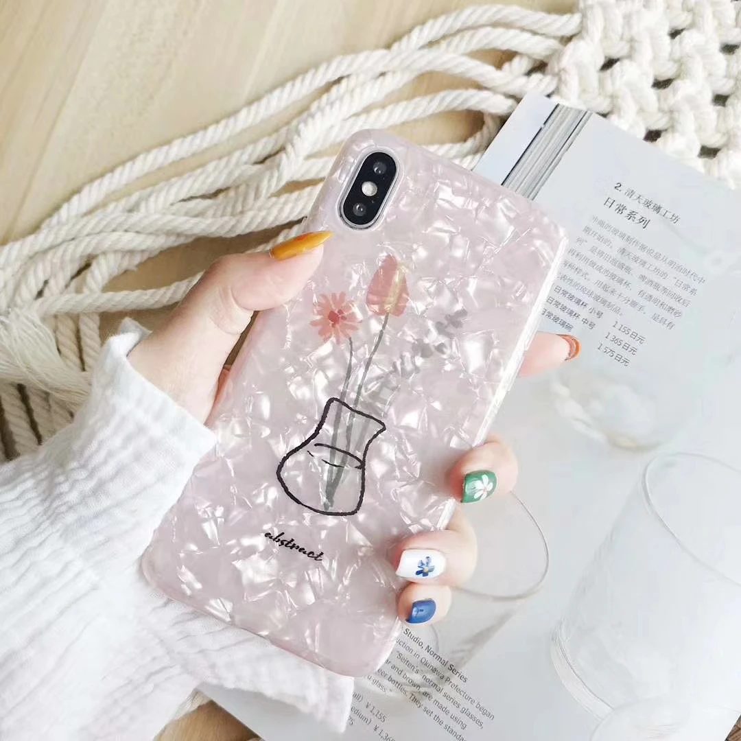 Роскошные блестящие чехлы с цветами для Iphone 6 S 7 8 Plus X XS XR XSMAX мягкий силиконовый