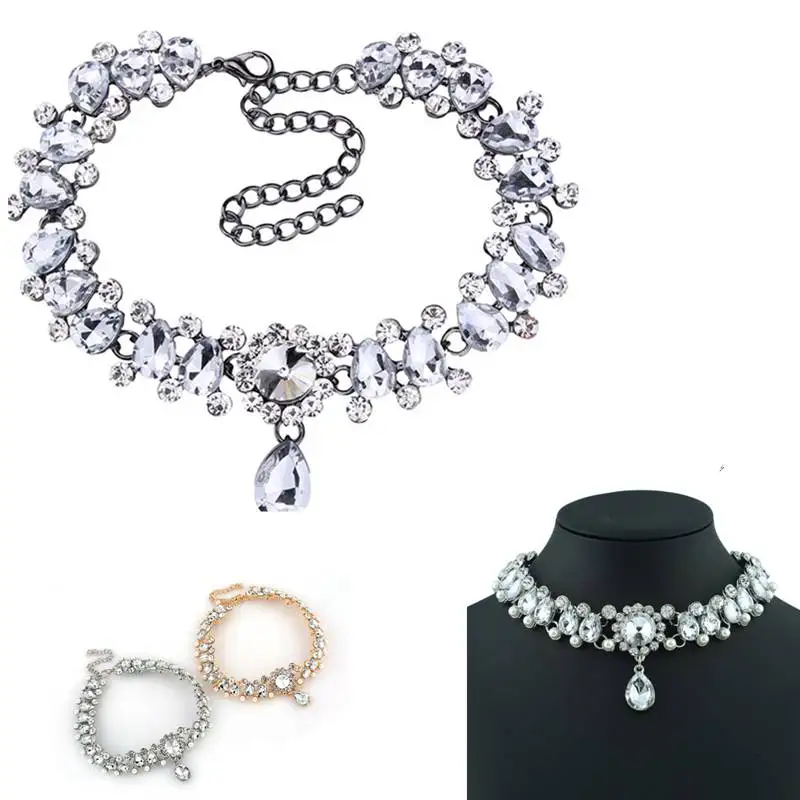 Леди горный хрусталь колье драгоценный камень в роскошный воротник ожерелье