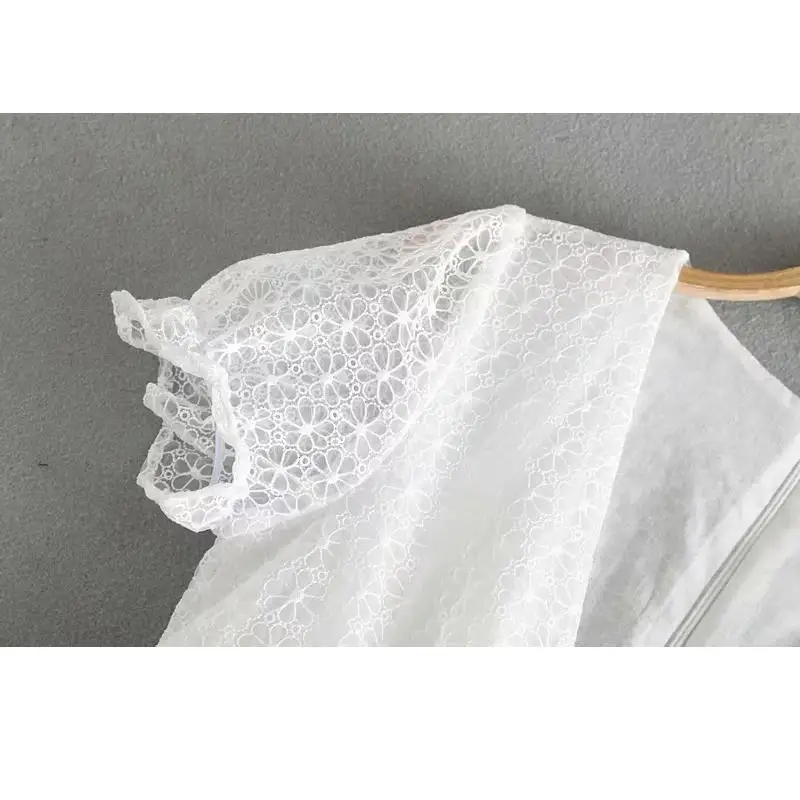 2109 Boho Элегантное открытое белое платье женское летнее Повседневное платье с v-образным вырезом и коротким рукавом летнее кружевное мини-платье в Корейском стиле vestidos