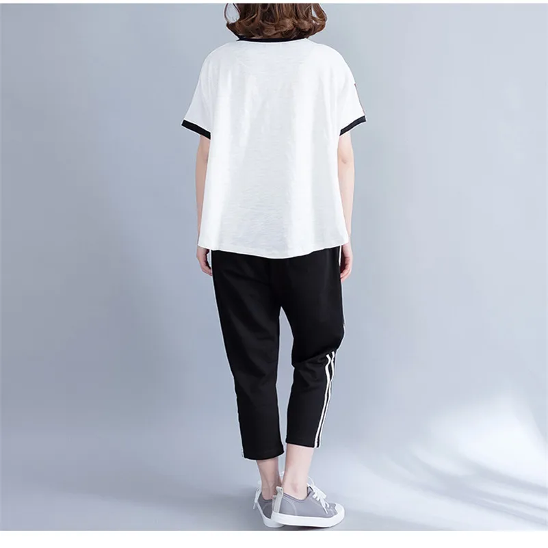 Лето 2017 г. белый круглый Средства ухода за кожей Шеи Для женщин футболка хлопок