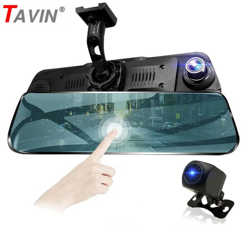 Видеорегистратор TAVIN 10 дюймов FHD 1080P два объектива зеркало заднего