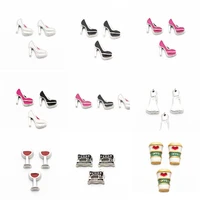 hot selling 10pcslot high heeled shoes coffee cup floating charms living glass memory locket charms jewelry