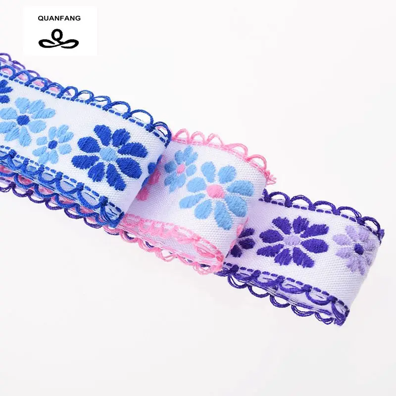 20 мм Одиночная лицевая Grosgrain &amp атласная вышитая кружевная лента/оберточная