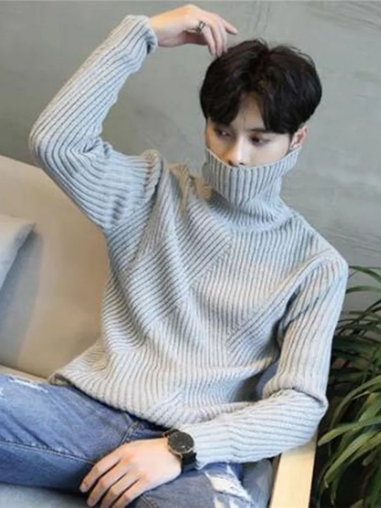 Мужские облегающие Блузы Nova Outono Inverno Camisola Ocasional e Gola Alta мужские пуловеры De Malha 2019 |