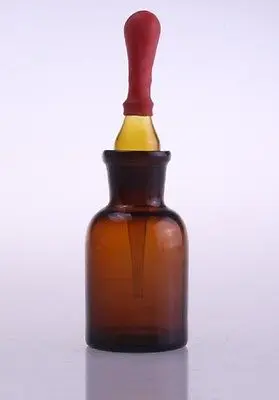 Стеклянная бутылка капельница из янтарной резины 30 мл лабораторная