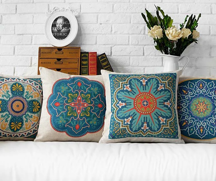 Прямая поставка винтажная синяя Цветочная подушка наволочка китайское