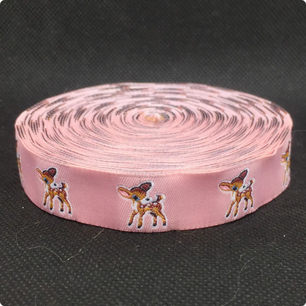 

Новинка 2015, тканая жаккардовая лента 5/8 дюйма, 16 мм, 10 ярдов в комплекте, ошейник для собак с оленем розового цвета
