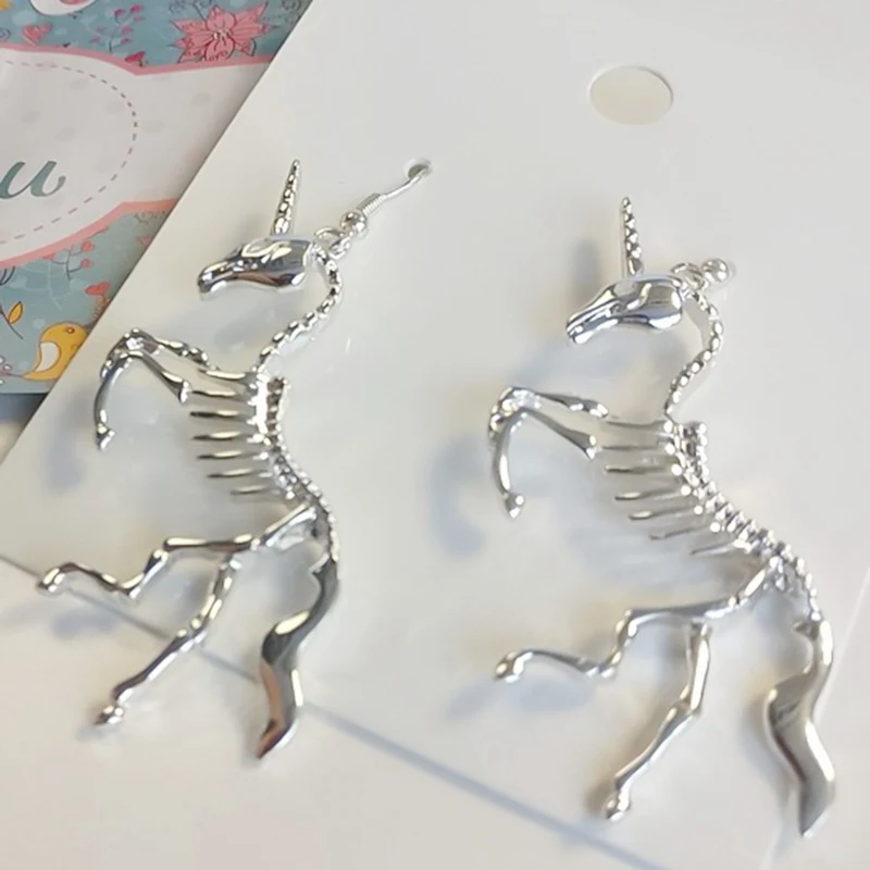 Новинка 2019 серьги в виде единорогов серьги-капли с единорогом модные ювелирные