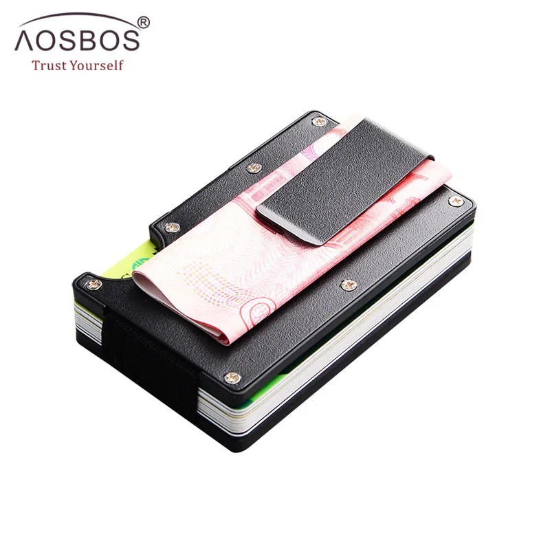 Брендовый новый мужской модный металлический кошелек Aosbos с защитой от