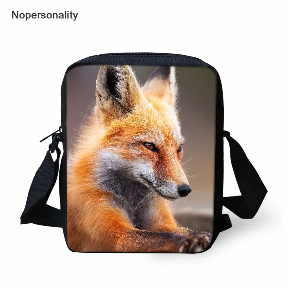 

Nopersonality 3D Animal Design Fox Print Ladies Small Messenger Bags Boys Girls Mini Book Bags Shoulder Cross Body Tote Bags