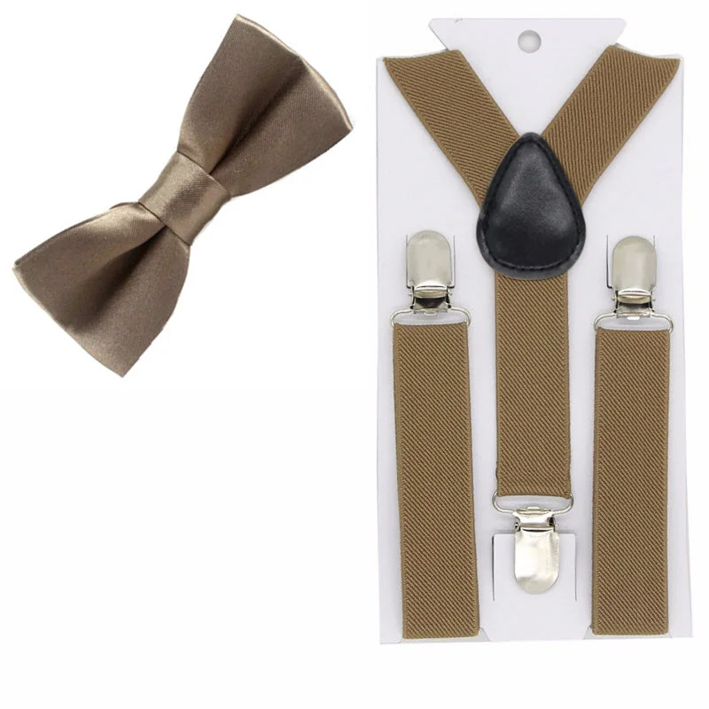 25 dark khaki 40 цветов, Детские подтяжки, эластичные регулируемые Y-Back подтяжки, детские галстуки-бабочки для свадебной вечеринки - Цвет: 25 dark khaki
