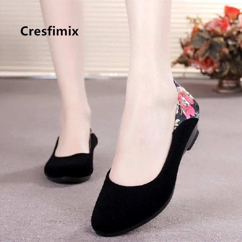 

Women Classic High Quality Wedge Heel Slip on Shoes Lady Fashion Sweet Comfortable Black Flat Shoes Frauen Flache Schuhe E5402